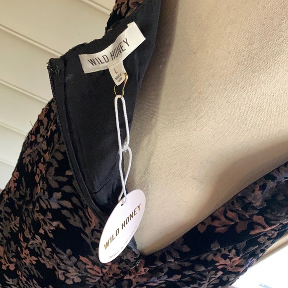 NWT Wild Honey Floral Burnout Velvet Dress - Picture 6 of 7